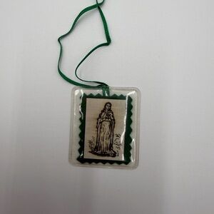 Vintage Immaculate Heart of Mary Scapular Cloth Necklace Laminated Christian